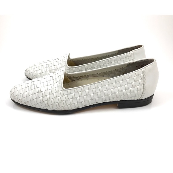 white woven flats